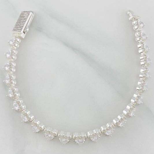 Pulso Tennis Corazon 17.3g / 18.05cm / 7.23mm Plata 925