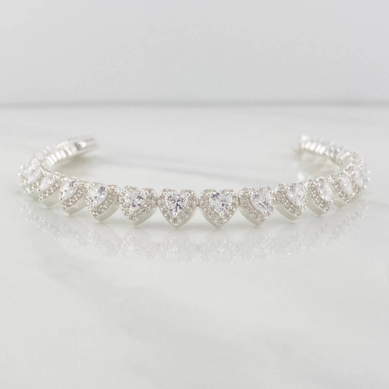 Pulso Tennis Corazon 17.3g / 18.05cm / 7.23mm Plata 925
