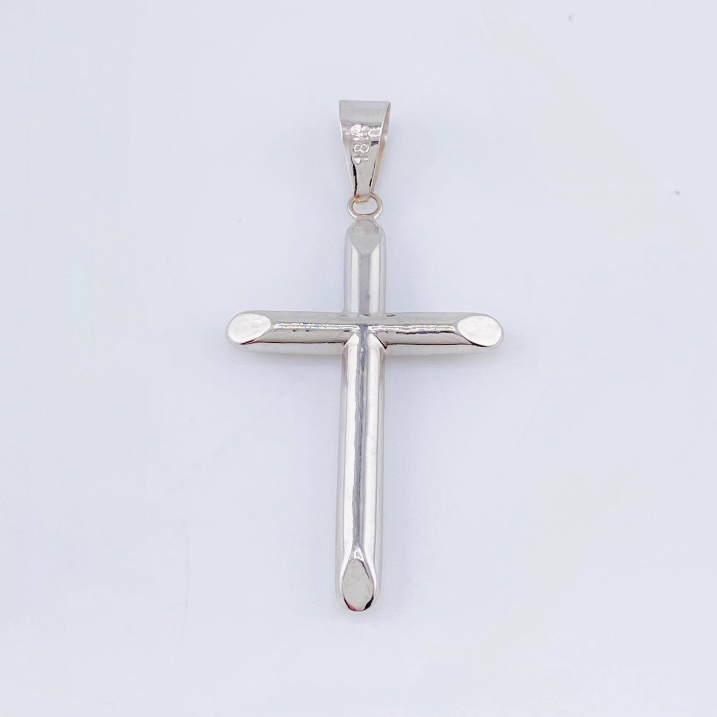 Dije Cruz Puntas Planas 1.6gr / 4.5cm / Oro Blanco 18K ©