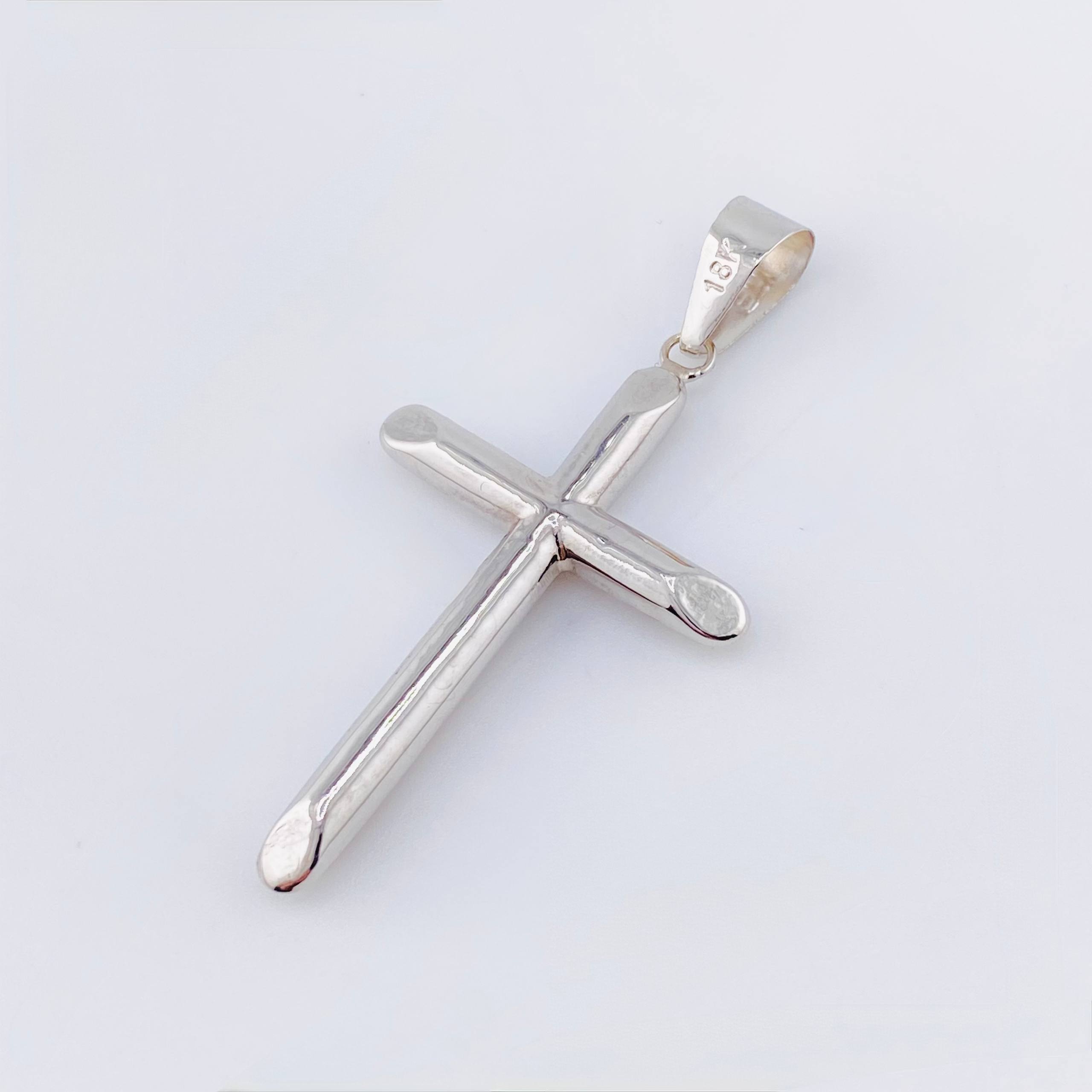 Dije Cruz Puntas Planas 1.55gr / 4.5cm / Oro Blanco 18K