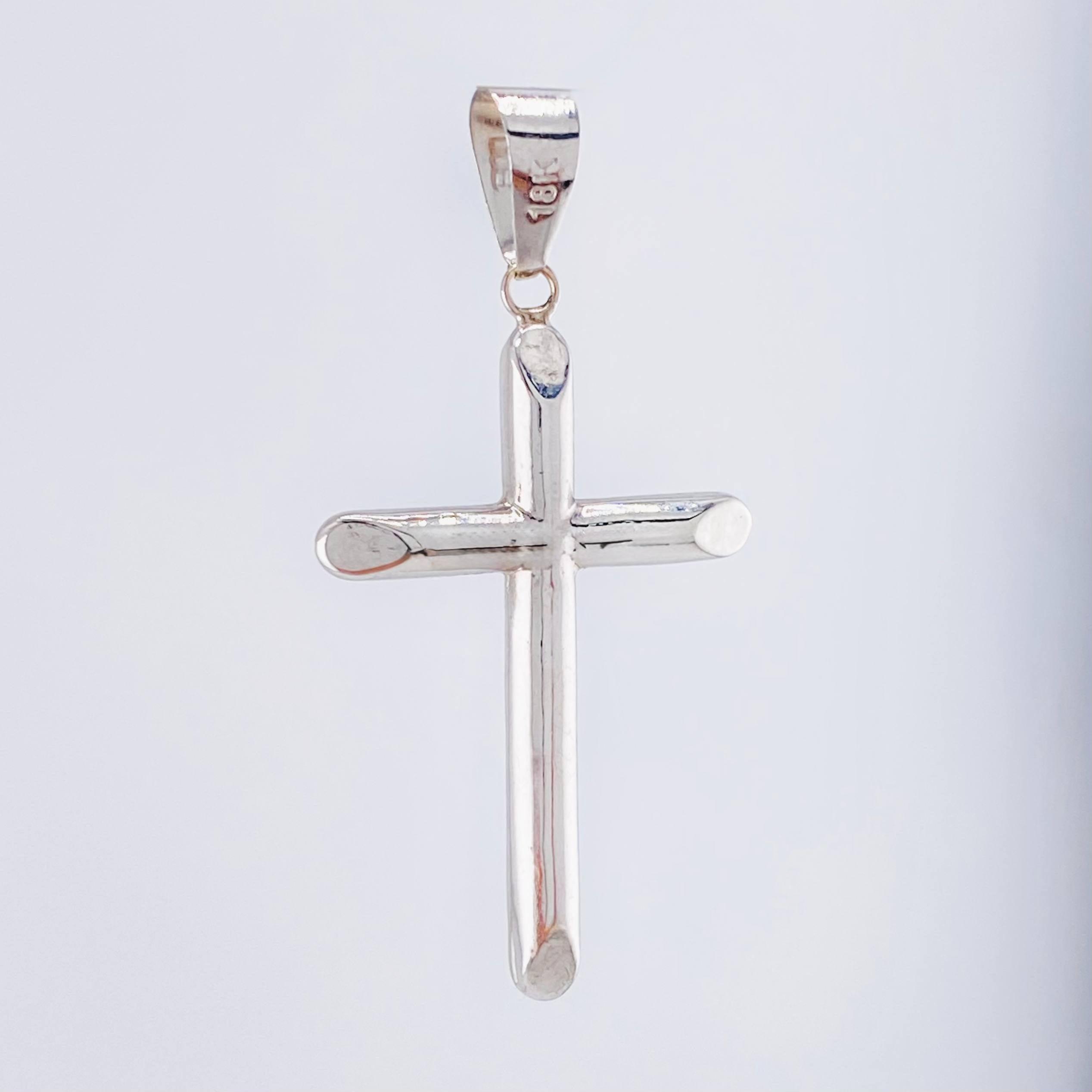Dije Cruz Puntas Planas 1.55gr / 4.5cm / Oro Blanco 18K