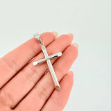 Dije Cruz Puntas Planas 1.55gr / 4.5cm / Oro Blanco 18K