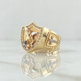 Anillo Escudo Arcangel San Miguel Crúz 6.85gr / T11 / Circones Blancos Dos Oros Amarillo Blanco 18K