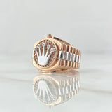 Anillo Correa Corona RX 6.05gr / T6 / Circones Blancos Dos Oros Blanco Rosa 18K