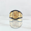 Anillo Corona Rx Diamantado 7.55gr / T10 1/4 / Circones Negros Oro Amarillo 18K