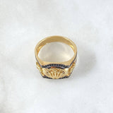 Anillo Corona Rx Diamantado 7.55gr / T10 1/4 / Circones Negros Oro Amarillo 18K