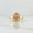Anillo Solitario Halo de Alejandria 3.65gr / T6 1/4 / Circones Blancos Café Oro Amarillo 18K