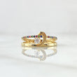 Anillo Solitario Ola Paralela 2.65gr / T6 / Circones Multicolor Oro Amarillo 18K