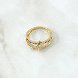 Anillo Solitario Ola Paralela 2.65gr / T6 / Circones Multicolor Oro Amarillo 18K