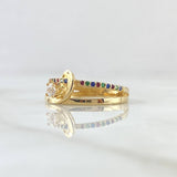 Anillo Solitario Ola Paralela 2.65gr / T6 / Circones Multicolor Oro Amarillo 18K