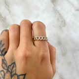 Anillo Cubano Parcial 2.35gr / T6 1/2 / Circones Blancos Dos Oros Amarillo Blanco 18K