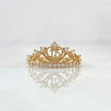 Anillo 15s Corona Punteada 2.2gr / T7 1/4 / Circones Blancos Oro Amarillo 18K