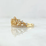 Anillo 15s Corona Punteada 2.2gr / T7 1/4 / Circones Blancos Oro Amarillo 18K