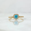 Anillo Solitario Halo Corazón 1.7gr / T5 / Circones Blancos Azul Cielo Oro Amarillo 18K