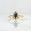 Anillo Solitario Ojo de Marqueza 2.15gr / T7 1/4 / Circones Blancos Azul Rey Oro Amarillo 18K