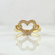 Anillo Corazones Atrapados 3.15gr / T6 1/4 / Circones Blancos Oro Amarillo 18K