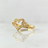 Anillo Corazones Atrapados 3.15gr / T6 1/4 / Circones Blancos Oro Amarillo 18K