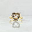 Anillo Corazón Ratón Interno 2.85gr / T6 / Circones Negro Oro Amarillo 18K