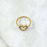 Anillo Corazón Ratón Interno 2.85gr / T6 / Circones Negro Oro Amarillo 18K