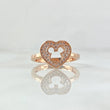 Anillo Corazón Ratón Interno 2.7gr / T6 1/2 / Circones Blancos Oro Rosa 18K