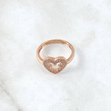 Anillo Corazón Ratón Interno 2.7gr / T6 1/2 / Circones Blancos Oro Rosa 18K
