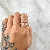 Anillo Corazón Ratón Interno 2.7gr / T6 1/2 / Circones Blancos Oro Rosa 18K