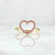 Anillo Corazón Silueta 1.5gr / T6 3/4 / Circones Blancos Lila Oro Amarillo 18K