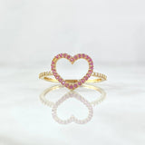 Anillo Corazón Silueta 1.5gr / T6 3/4 / Circones Blancos Lila Oro Amarillo 18K