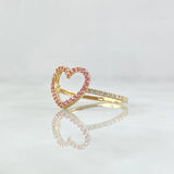 Anillo Corazón Silueta 1.5gr / T6 3/4 / Circones Blancos Lila Oro Amarillo 18K