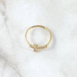 Anillo Crúz Interna 1.75gr / T7 1/4 / Circones Blancos Oro Amarillo 18K