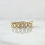 Anillo Cubano Parcial 2.35gr / T6 1/2 / Circones Blancos Dos Oros Amarillo Blanco 18K