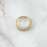 Anillo Cubano Parcial 2.35gr / T6 1/2 / Circones Blancos Dos Oros Amarillo Blanco 18K