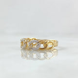 Anillo Cubano Parcial 2.35gr / T6 1/2 / Circones Blancos Dos Oros Amarillo Blanco 18K