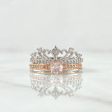 Anillo Corona Real Doble Solitario 4.3gr / T6 3/4 / Circones Blancos Dos Oros Blanco Rosa 18K