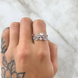 Anillo Corona Real Doble Solitario 4.3gr / T6 3/4 / Circones Blancos Dos Oros Blanco Rosa 18K