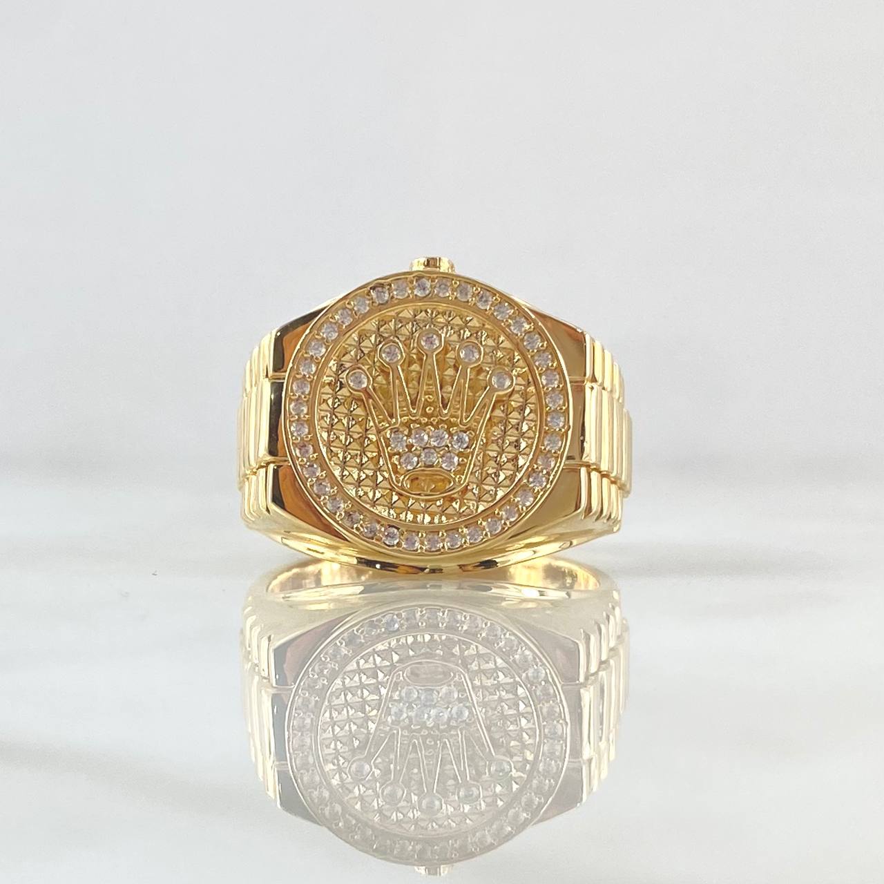 Anillo Correa Corona RX Circulo 9.5gr / T11 1/2 / Circones Blancos Oro Amarillo 18K ©