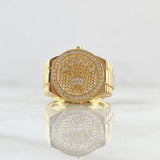 Anillo Correa Corona RX Circulo 9.5gr / T11 1/2 / Circones Blancos Oro Amarillo 18K ©