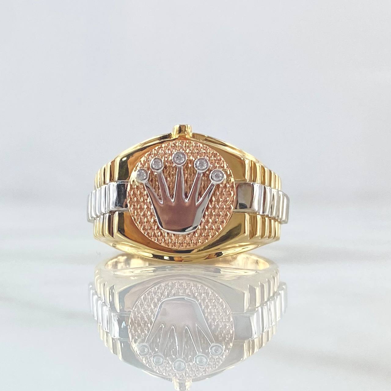 Anillo Correa Corona 7.9gr / T7 3/4 / Tres Oros 18K