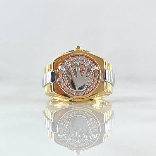 Anillo Correa Corona RX 6.85gr / T11 / Circones Blancos Tres Oros 18K *