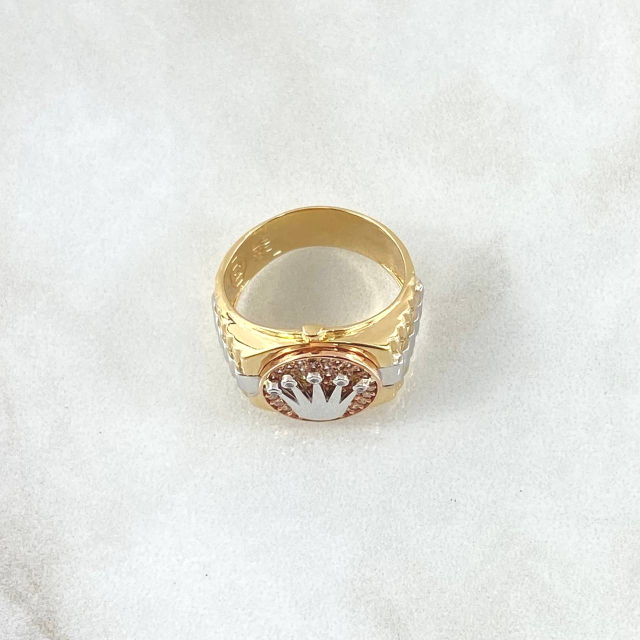 Anillo Correa Corona 6.9gr / T9 1/2 / Tres Oros 18K ©