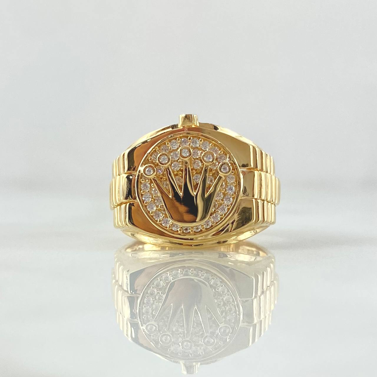 Anillo Correa Corona RX  6.6gr / T6 3/4 / Circones Blancos Oro Amarillo 18K ©