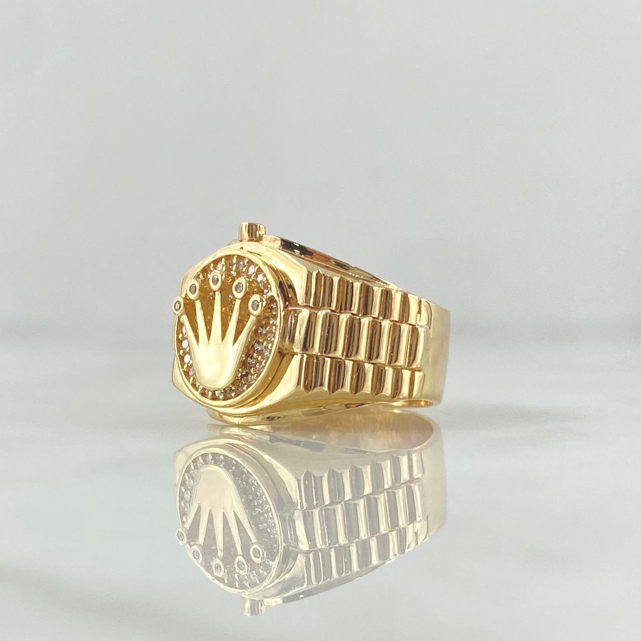 Anillo Correa Corona RX  6.6gr / T6 3/4 / Circones Blancos Oro Amarillo 18K ©