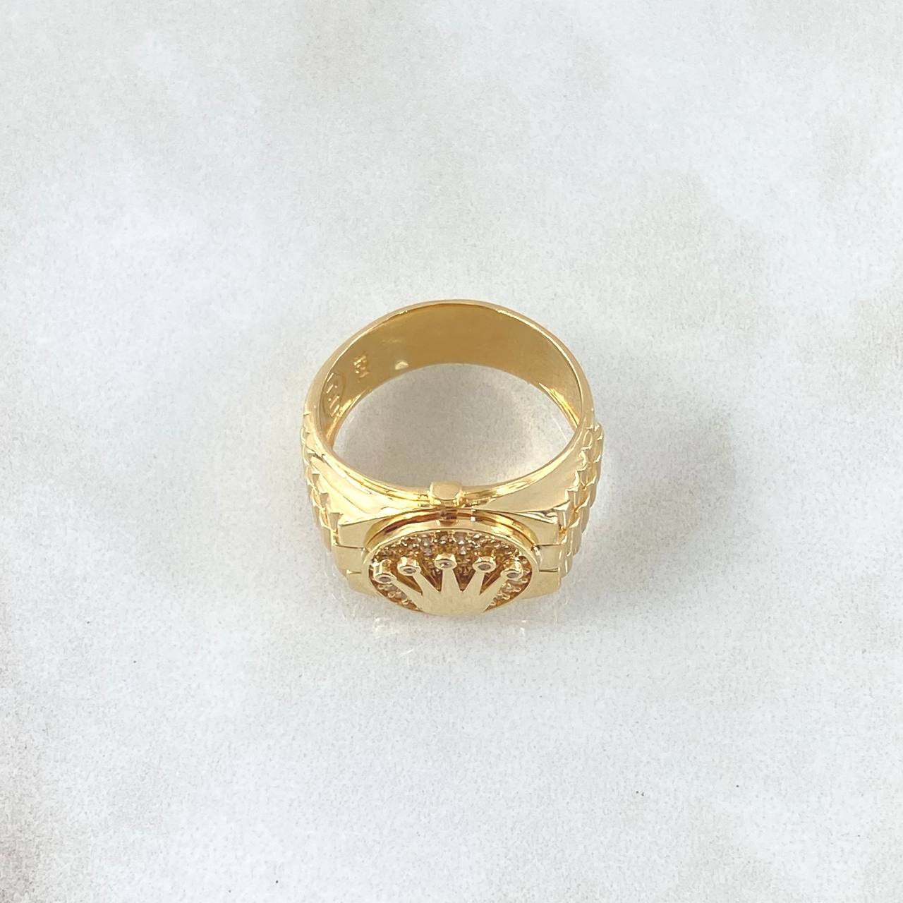 Anillo Correa Corona RX  6.6gr / T6 3/4 / Circones Blancos Oro Amarillo 18K ©