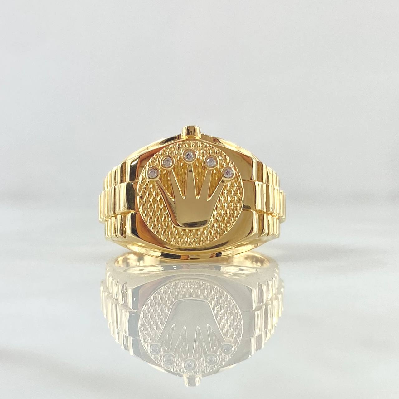 Anillo Corona RX Correa 7gr / T9 1/4 / Texturizado Circones Blancos Oro Amarillo 18K *