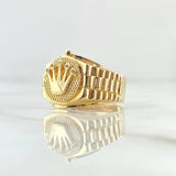 Anillo Corona RX Correa 7gr / T9 1/4 / Texturizado Circones Blancos Oro Amarillo 18K *