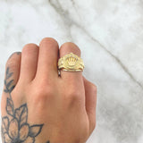 Anillo Corona RX Correa 7gr / T9 1/4 / Texturizado Circones Blancos Oro Amarillo 18K *
