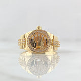 Anillo Sello Corona RX 7.45gr / T10 / Circones Blancos Oro Amarillo 18K ©