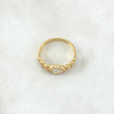 Anillo Corona Corazón 15s 2.4gr / T7 1/4 / Circones Blancos Dos Oros Amarillo Blanco 18K *