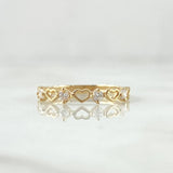 Anillo Corazones Intercalados 1gr / T6 / Circones Blancos Oro Amarillo 18K ©