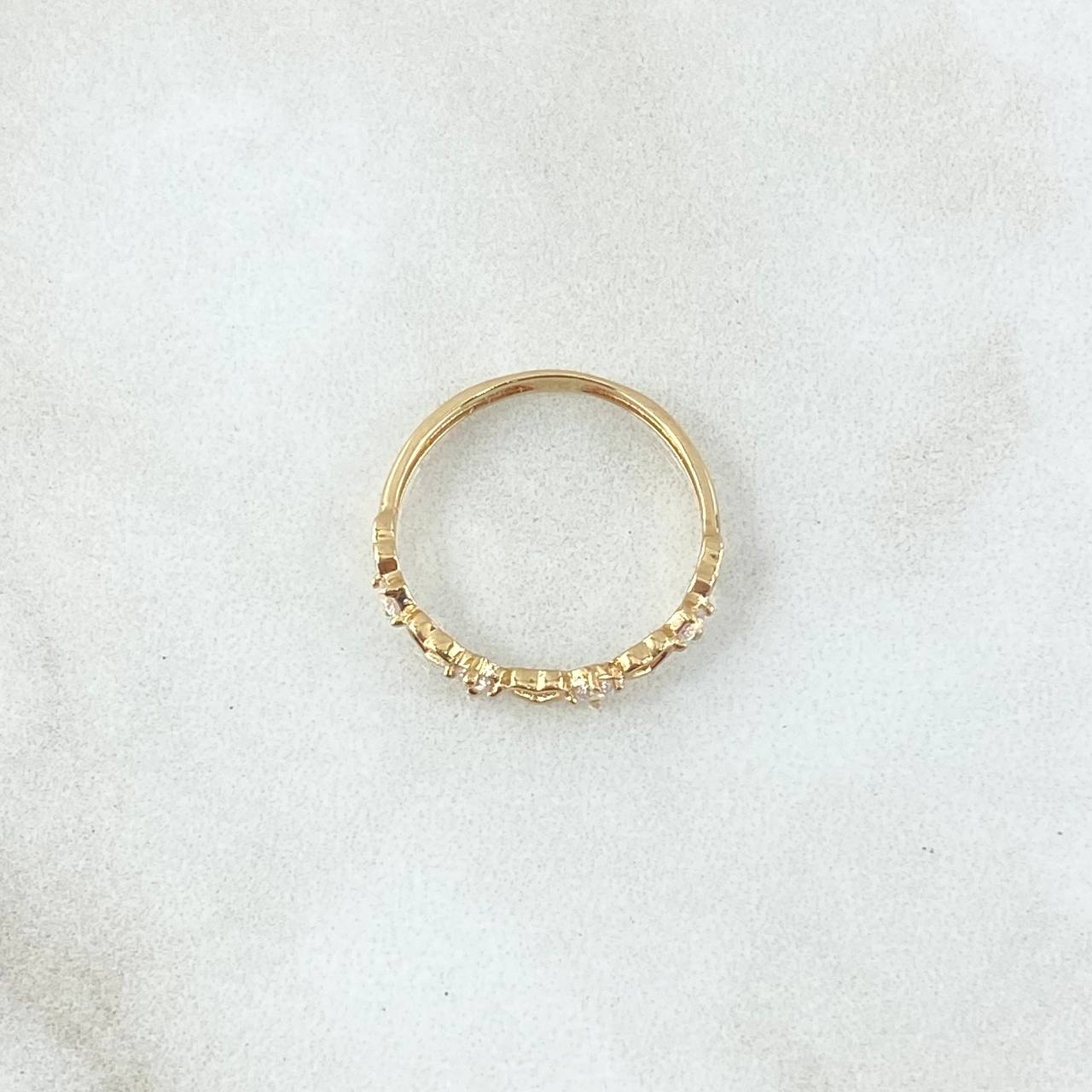 Anillo Corazones Intercalados 1gr / T6 / Circones Blancos Oro Amarillo 18K ©